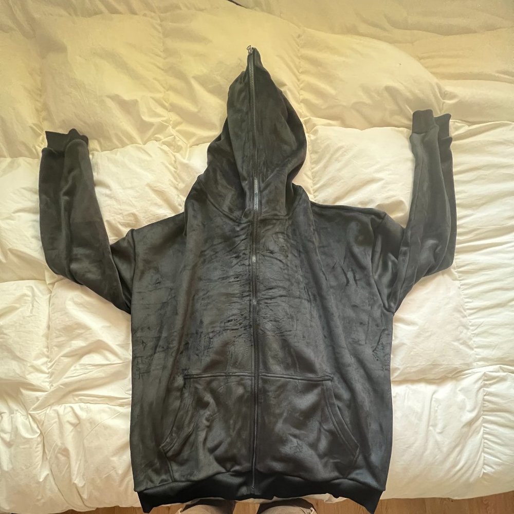 Full Zip Up Hoodie , Face Zip Up Hoodie All Black
